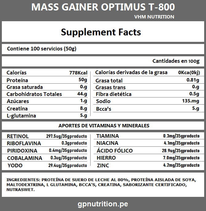 T800 - GANADOR DE MASA MUSCULAR